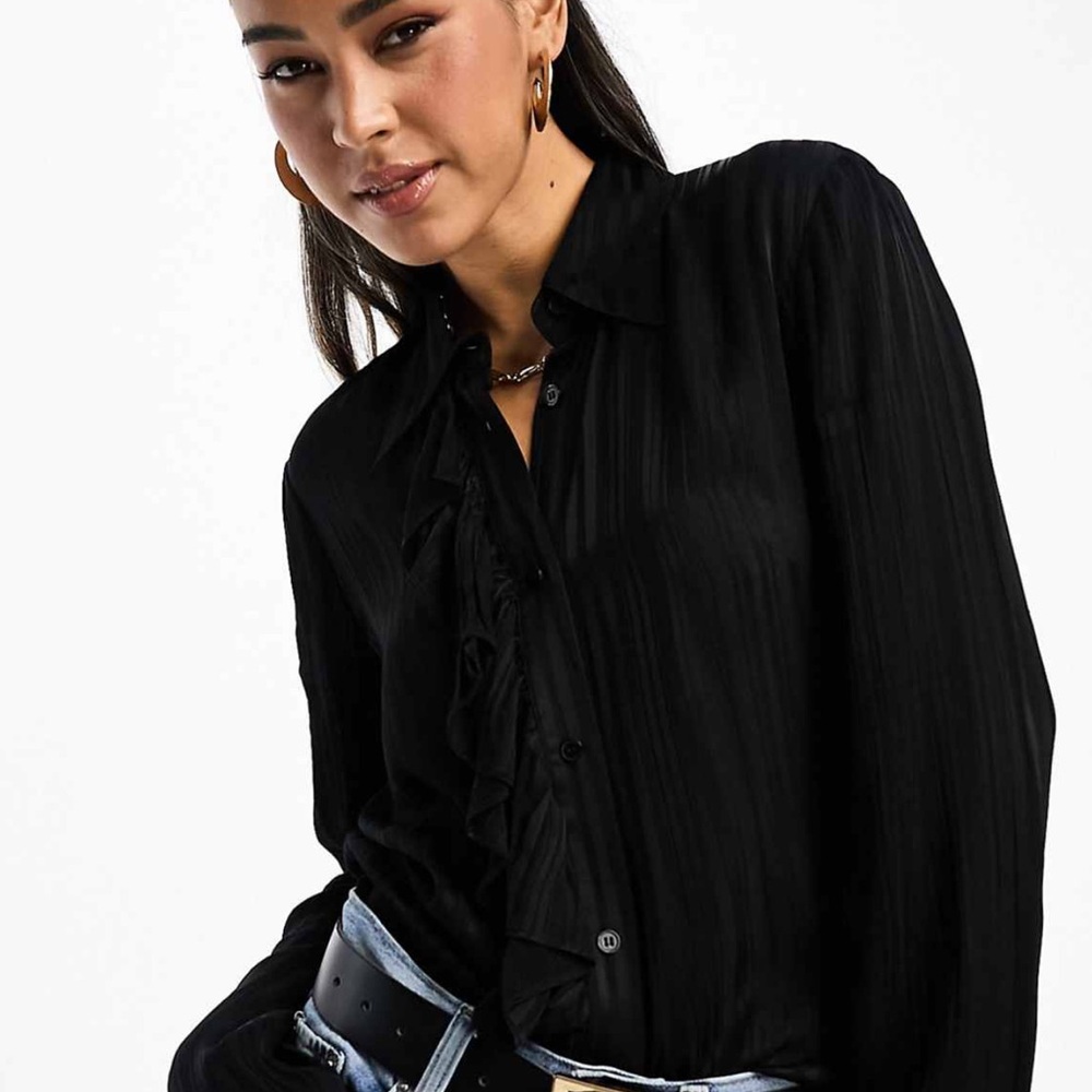 & Other Stories Ruffles black shirt, gorgeous elevated piece.
